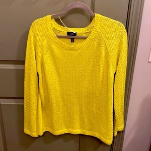 Jones NY Neon Yellow Knit Crewneck Pullover Knit Top Size L